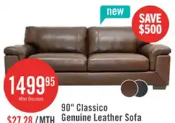 The Brick Classico 90 Genuine Leather Sofa with Wood Legs – Tobacco offer