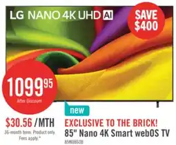 The Brick LG 85 NU860 Series NANO UHD 4K Smart TV (85NU860BYUA.ACC) - 2026 Model offer