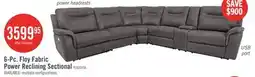 The Brick Floy 6-Piece Faux Suede Power Reclining Sectional with Power Headrests, Console and USB Port - Grey offer