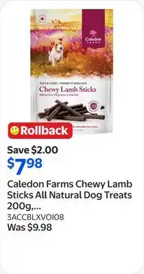 Walmart Caledon Farms Chewy Lamb Sticks All Natural Dog Treats 200g, selected varieties offer