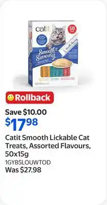 Walmart Catit Smooth Lickable Cat Treats, Assorted Flavours offer