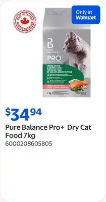 Walmart Pure Balance Pro+ Dry Cat Food 7kg offer
