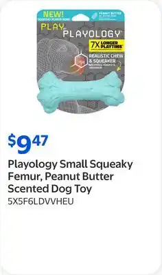 Walmart Playology Small Squeaky Femur, Peanut Butter Scented Dog Toy offer