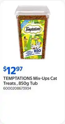 Walmart TEMPTATIONS Mix-Ups Cat Treats , 850g Tub offer