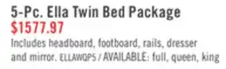 The Brick Ella 5pc Bedroom Set with Panel Bed, Dresser & Mirror, White - Twin Size offer