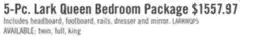 The Brick Lark 5pc Bedroom Set with Panel Bed, Dresser & Mirror, Rustic White - Queen Size offer