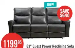 The Brick Quest 82.5 Leather-Look Fabric Power Reclining Sofa - Grey offer