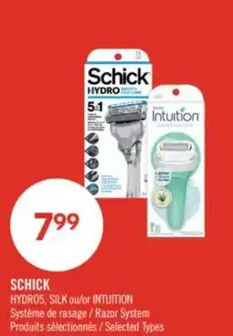 Pharmaprix SCHICK HYDRO5, SILK or INTUITION Razor System offer