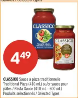 Pharmaprix CLASSICO Traditional Pizza Sauce (410 mL) or Pasta Sauce (410 mL - 600 mL) offer