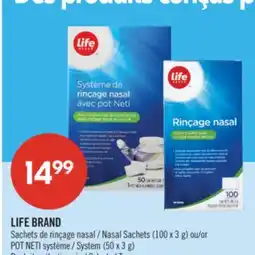 Pharmaprix LIFE BRAND Nasal Sachets (100 x 3 g) or POT NETI System (50 x 3 g) offer