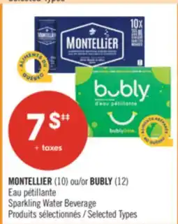 Pharmaprix MONTELLIER (10) or BUBLY (12) Sparkling Water Beverage offer