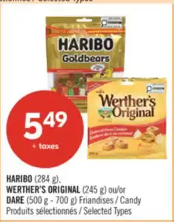 Pharmaprix HARIBO (284 g), WERTHER'S ORIGINAL (245 g) ou/or DARE (500 g - 700 g) Candy offer