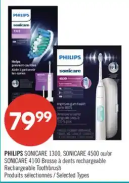 Pharmaprix PHILIPS SONICARE 1300, SONICARE 4500 or SONICARE 4100 Rechargeable Toothbrush offer