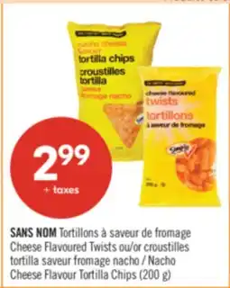 Pharmaprix NO NAME Cheese Flavoured Twists or Nacho Cheese Flavour Tortilla Chips offer