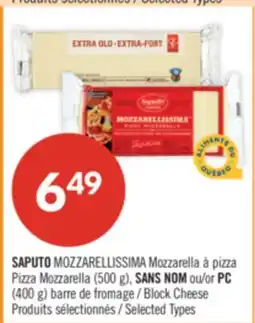 Pharmaprix SAPUTO MOZZARELLISSIMA Pizza Mozzarella (500 g), NO NAME or PC (400 g) Block Cheese offer