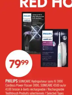 Pharmaprix PHILIPS SONICARE Cordless Power Flosser 3000, SONICARE 4500 or 4100 Rechargeable Toothbrush offer