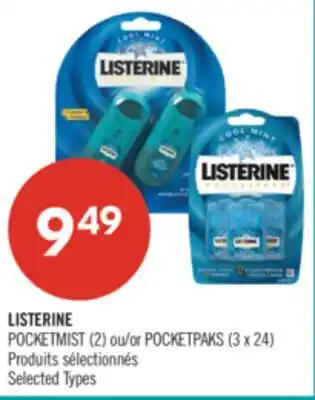 Pharmaprix LISTERINE POCKETMIST (2) or POCKETPAKS (3 x 24) offer