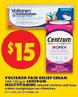 No Frills Voltaren pain relief cream centrum multivitamins selected varieties and sizes offer