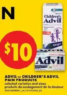 No Frills Advil or Children's Advil pain products offer