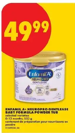 No Frills Enfamil A+ NeuroPro Gentlease baby formula powder tub offer