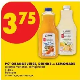 No Frills PC orange juice, drinks or lemonade offer