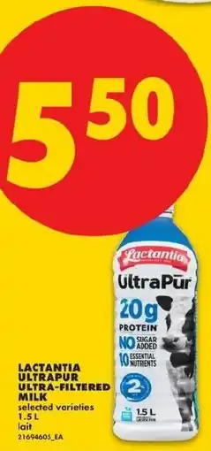 No Frills Lactantia ultra-filtered milk offer
