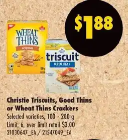 No Frills Christie Triscuits Good Thins or Wheat Thins Crackers offer