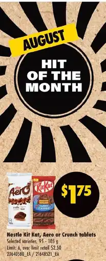 No Frills Nestle Kit Kat Aero or Crunch tablets offer