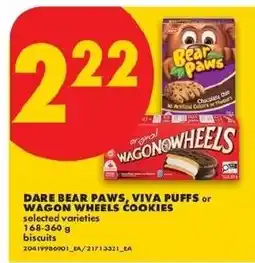 No Frills Dare bear paws, viva puffs or wagon wheels cookies offer