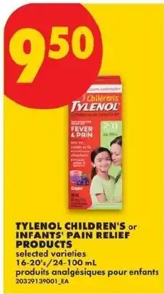 No Frills Tylenol children's or infants' pain relief products offer