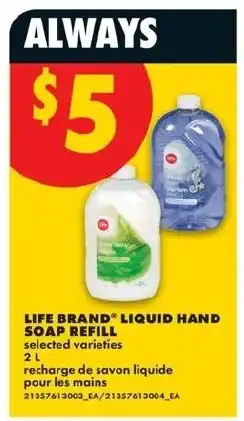 No Frills Life Brand liquid hand soap refill offer
