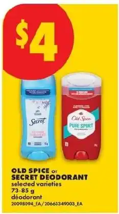 No Frills Old Spice or Secret deodorant offer