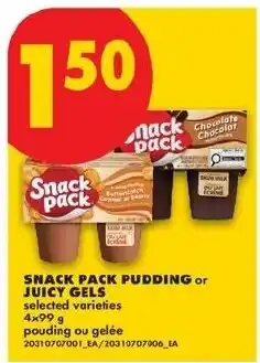 No Frills Snack Pack pudding or juicy gels offer