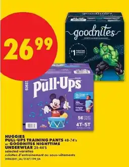 No Frills Huggies pull-ups or goodnites nighttime underwear offer