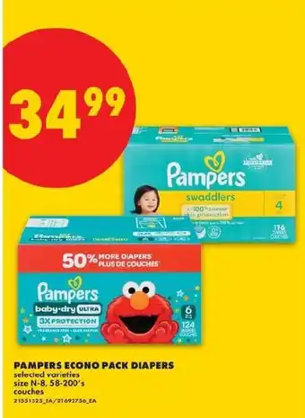 No Frills Pampers econo pack diapers offer