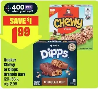 Quaker Chewy or Dipps Granola Bars