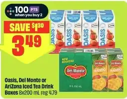FreshCo Oasis Del Monte or Arizona Iced Tea Drink offer