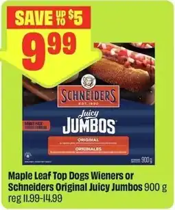FreshCo Maple Leaf Top Dogs Wieners or Schneiders Original Juicy Jumbos offer