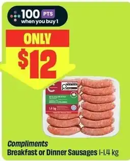 FreshCo Compliments Breakfast or Dinner Sausages offer