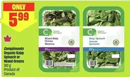 FreshCo Compliments organic baby spinach or mixed greens offer