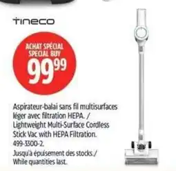 Canadian Tire Tineco lightweight multi-surface cordless stick vac with hepa filtration offer