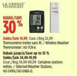Canadian Tire La Crosse Technology Wireless Weather Thermometer offer
