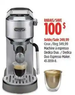 Canadian Tire DeLonghi Dedica Duo Espresso Maker offer