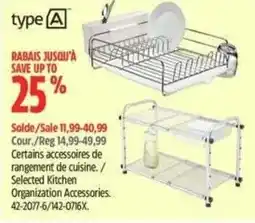 Canadian Tire type A selected kitchen organization accessories offer