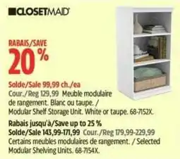 Canadian Tire Closetmaid modular shelf storage unit offer