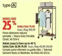 Canadian Tire Type A Heavy-Duty Portable Closet offer