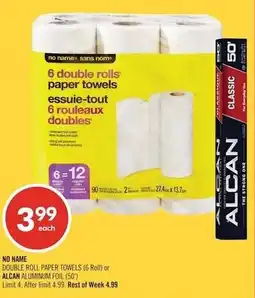 Shoppers Drug Mart No Name double roll paper towels offer