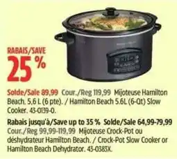 Canadian Tire Hamilton Beach slow cooker offer