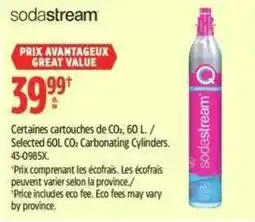 Canadian Tire Sodastream selected 60l co2 carbonating cylinders offer
