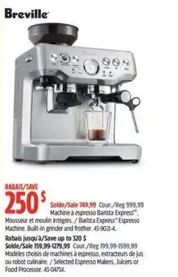 Canadian Tire Breville Barista Express Espresso Machine offer